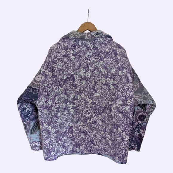 💜🤍 Homemade Boxy Floral Patchwork Quilted Jacket, S-L - Picture 3 of 8